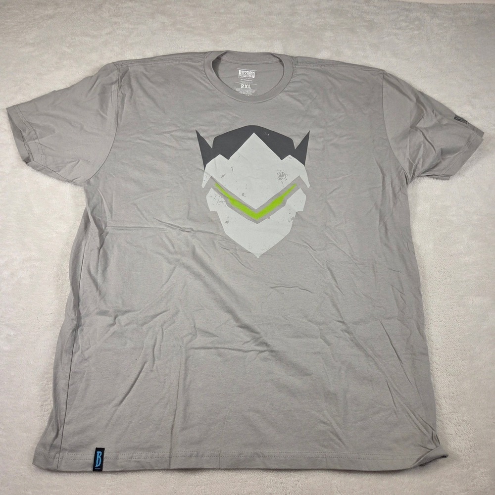 Blizzard Overwatch Genji Graphic T Shirt Mens 2XL Grey Short Sleeve